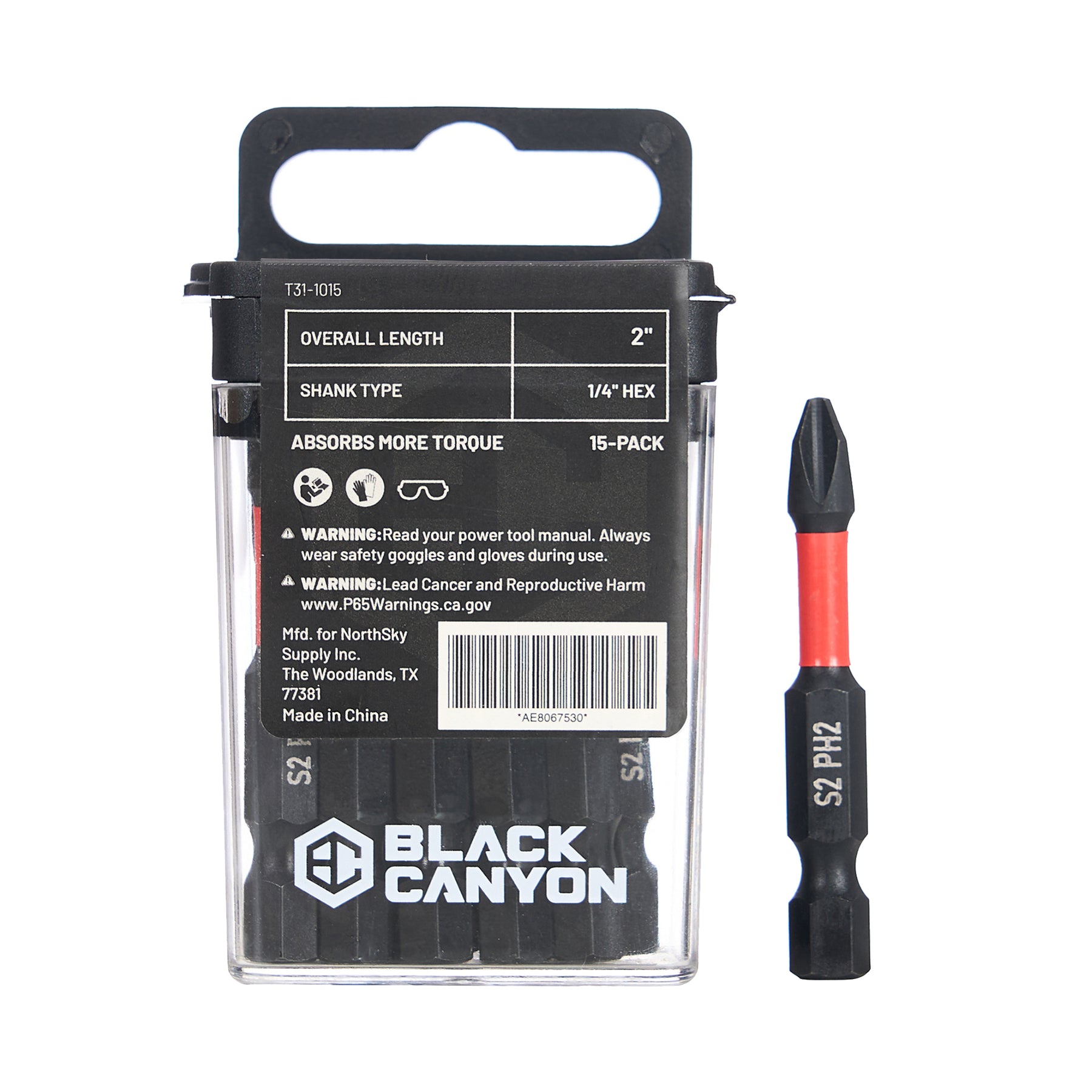 Impact Screwdriver Bits, Phillips PH2, 15-pack