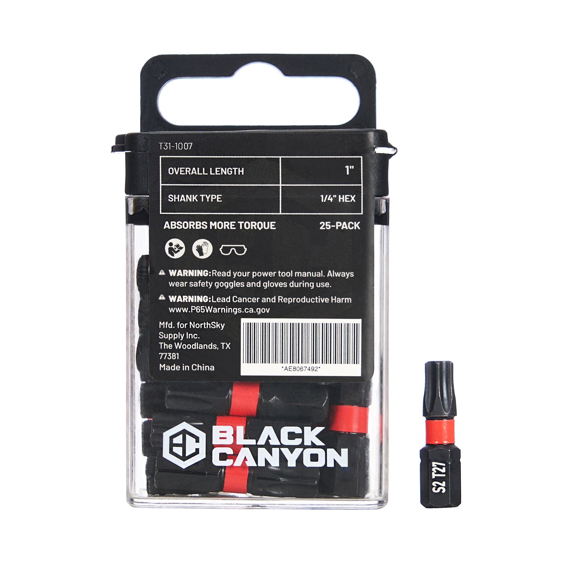 Impact Screwdriver Bits, Torx T27, 25-pack