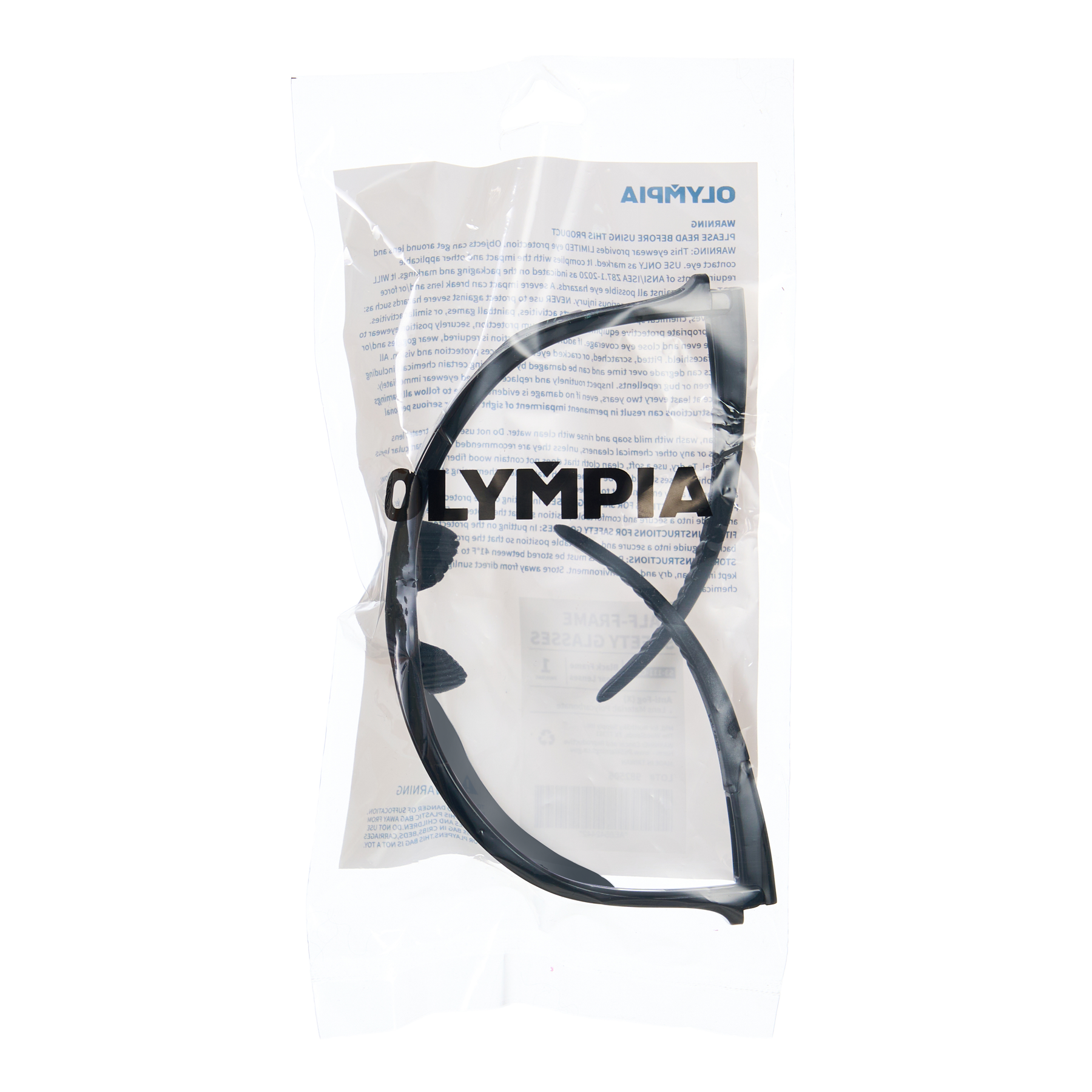 Safety Glasses, Half-Frame, Smoke, Anti-Scratch/Anti-Fog, Black