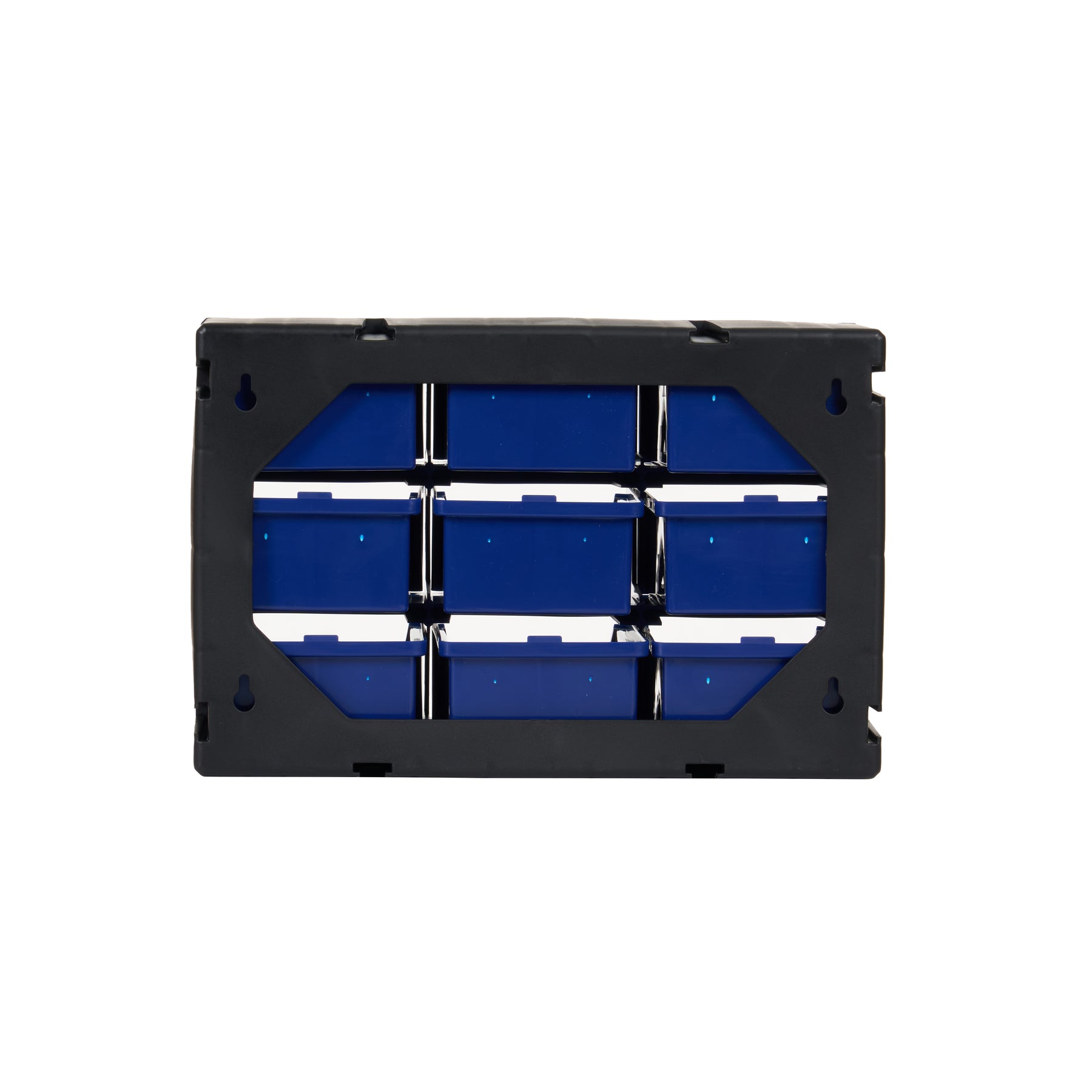 9-Bin Small Parts Cabinet, Stackable, Blue, 14.17 × 7.09 × 9.45 in