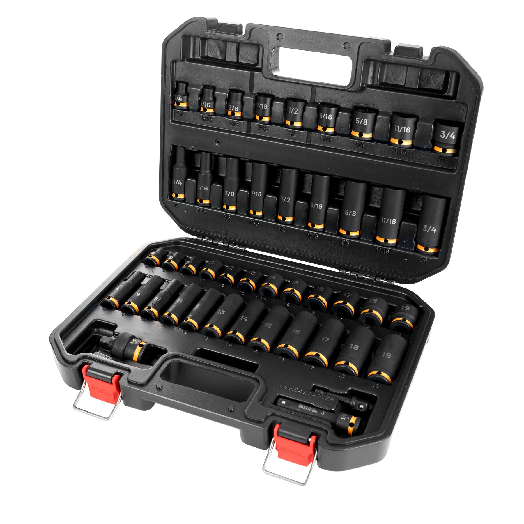 3/8 in Drive Impact Socket Set, 6-Point, Metric/SAE, 45 Piece