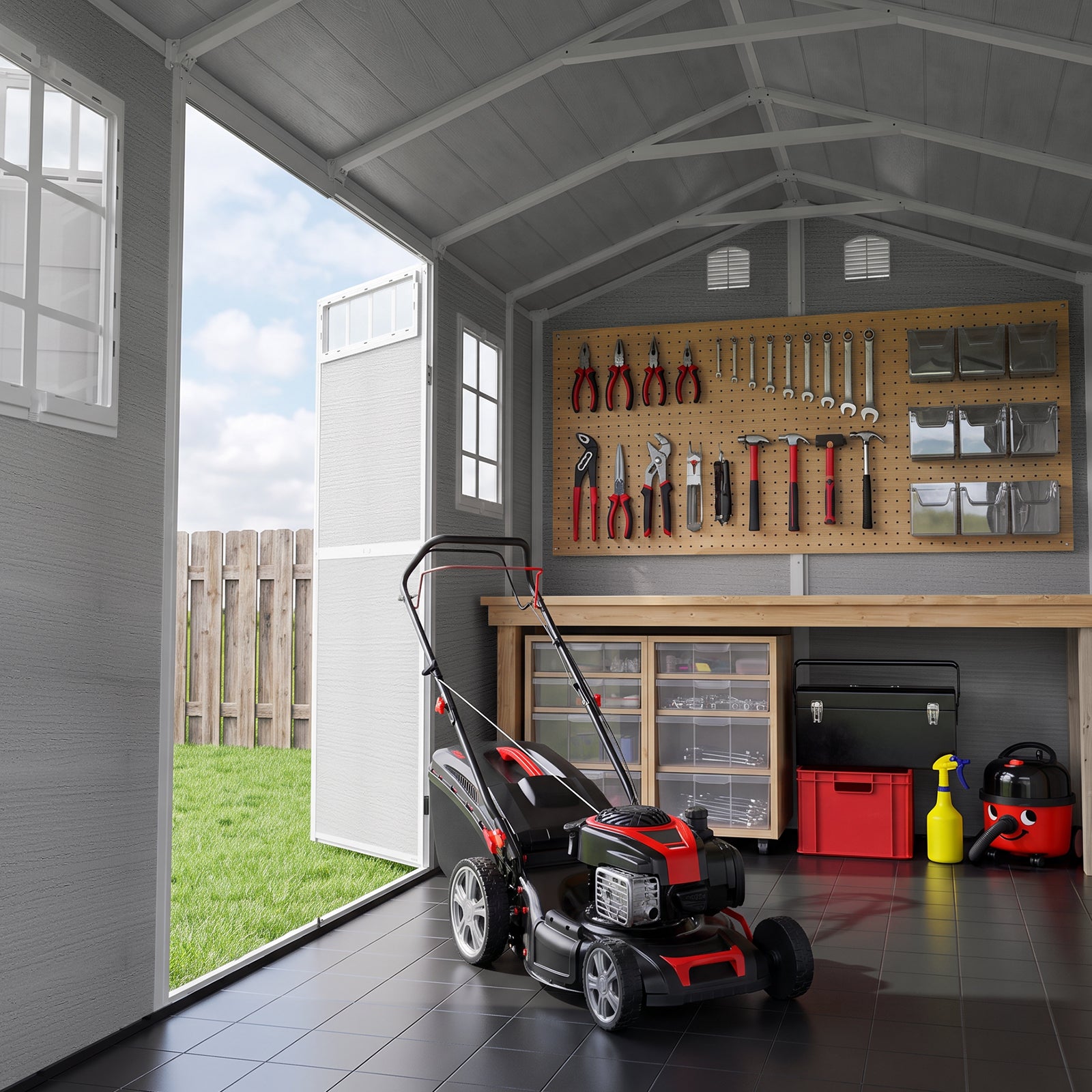 NORTHSKY 10x6 FT Shed with Floor, Large Resin Storage Shed with Windows