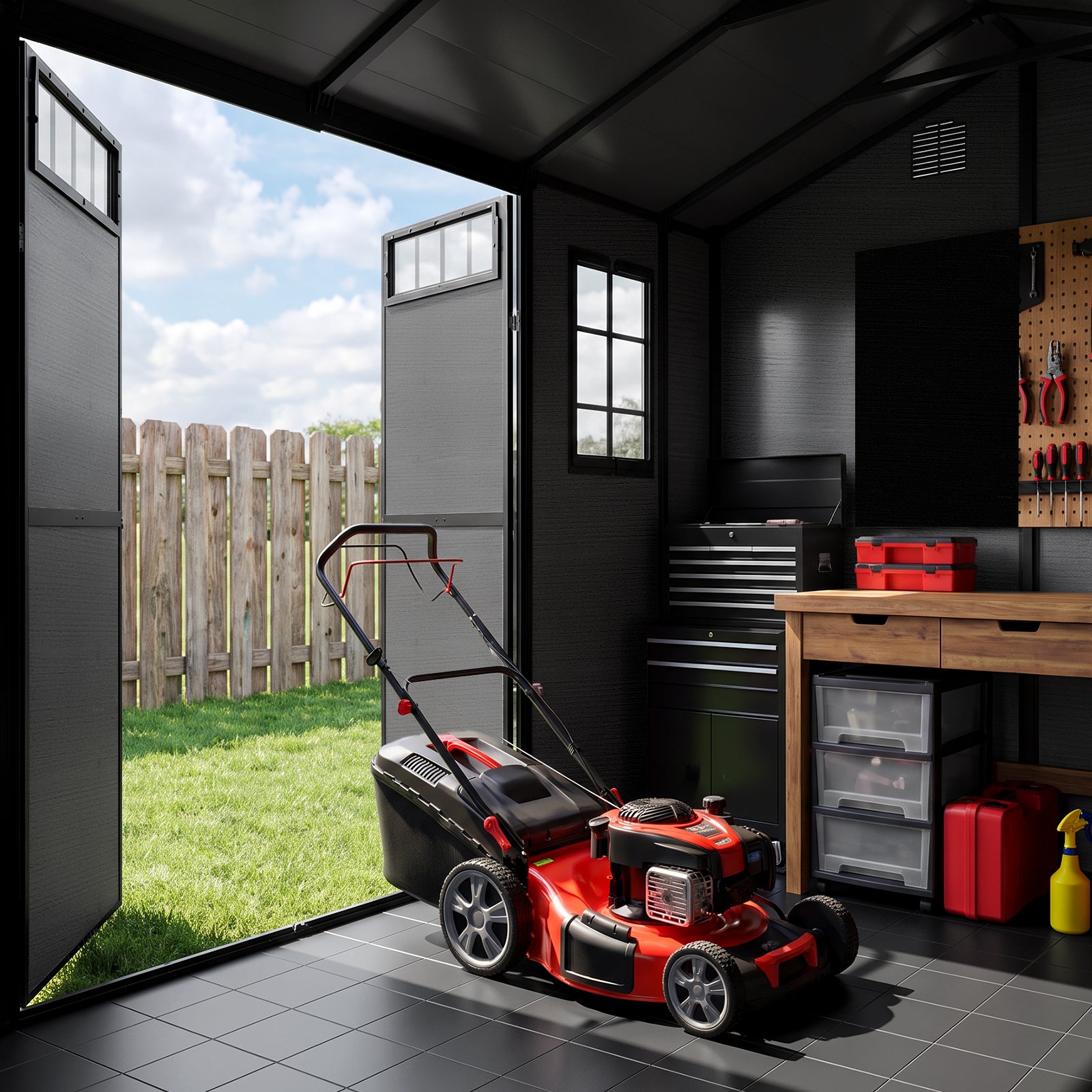 NORTHSKY 10x6 FT Shed with Floor, Large Resin Storage Shed with Windows