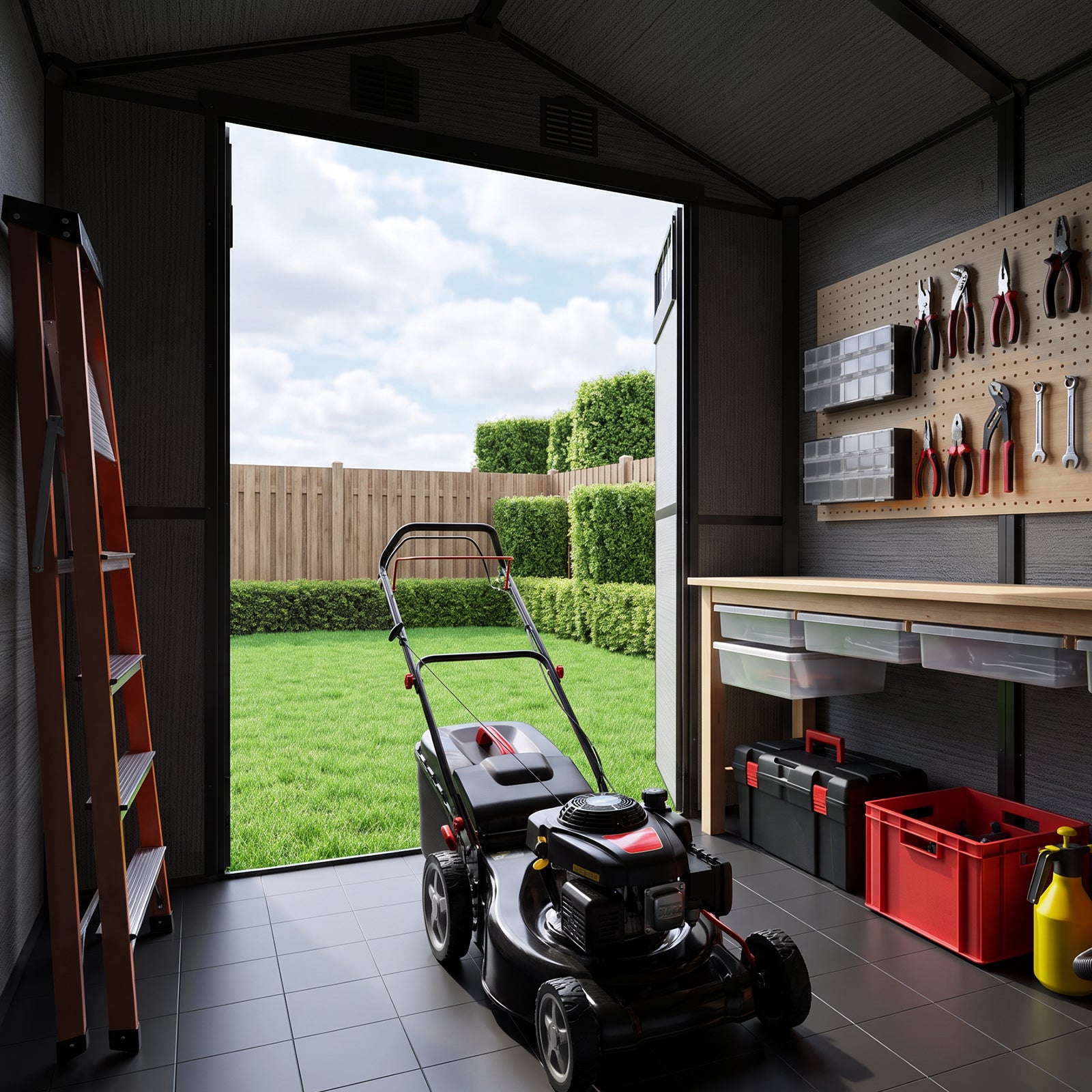 NORTHSKY Outdoor Storage Shed, 6 x 4.5 FT Plastic Storage Shed with Floor