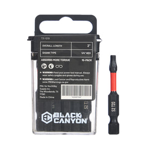 Impact Screwdriver Bits, Torx T20, 15-pack