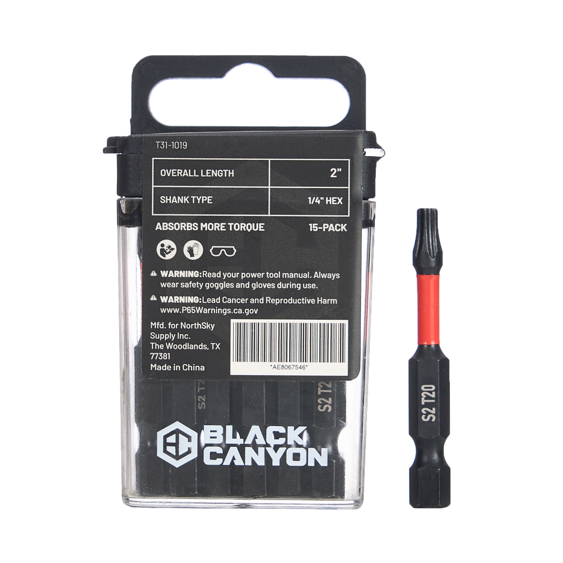 Impact Screwdriver Bits, Torx T20, 15-pack