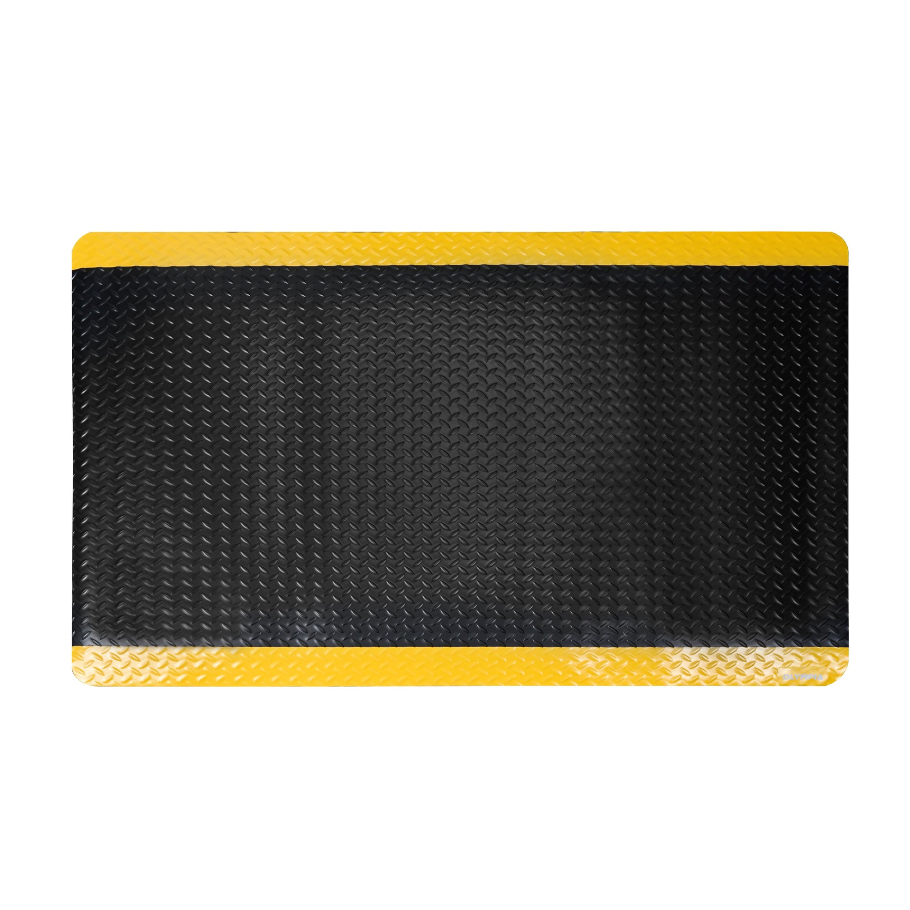Diamond Plate Anti-Fatigue Mat, 5 x 3 ft, 15/16" Thick, Safety Border