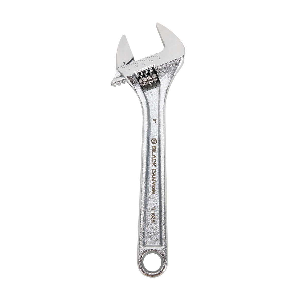 8 in Adjustable Wrench, 1-3/16 in Jaw Capacity, Chrome Finish