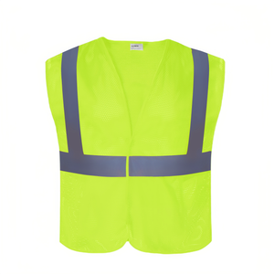 Hi-Vis Vest, ANSI Class 2, Mesh, Hook-and-Loop, Lime, 2XL, 10-pack