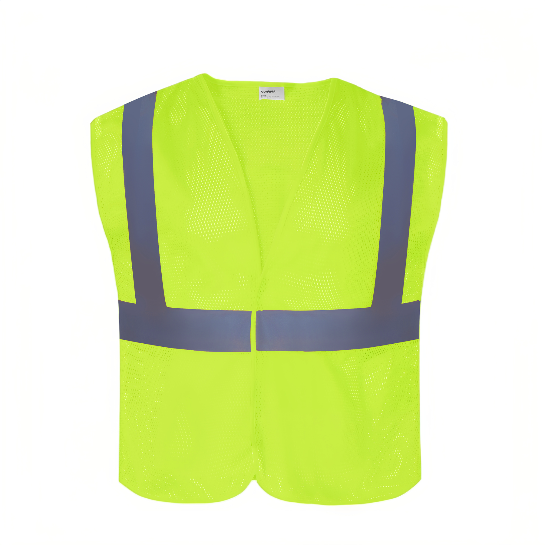 High-Visibility Vest, ANSI Class 2, Lime, 2XL, Hook-and-Loop, Bag of 10