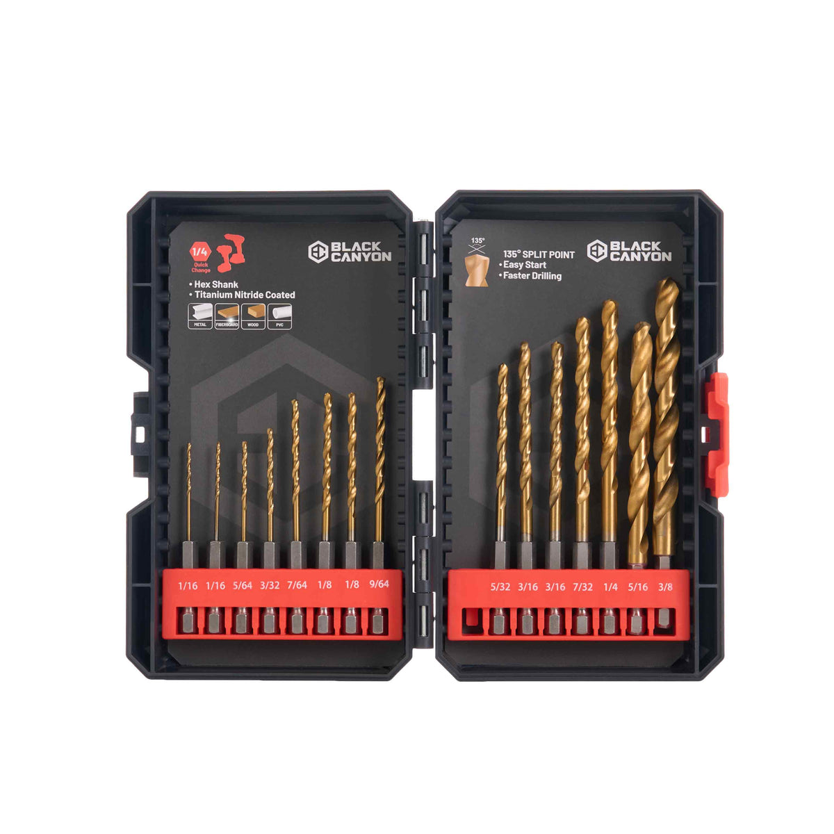 15-Piece HSS Twist Drill Bit Set