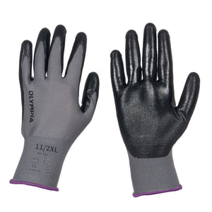Nitrile Dipped Knit Gloves, 13ga, XXL/11, Gray/Black, 12 pairs