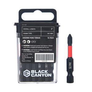 Impact Screwdriver Bits, Phillips PH1, 15-pack