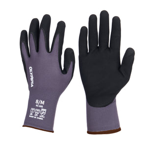 Nitrile Dipped Knit Gloves, 15ga, M/8, Gray/Black, 12 Pairs