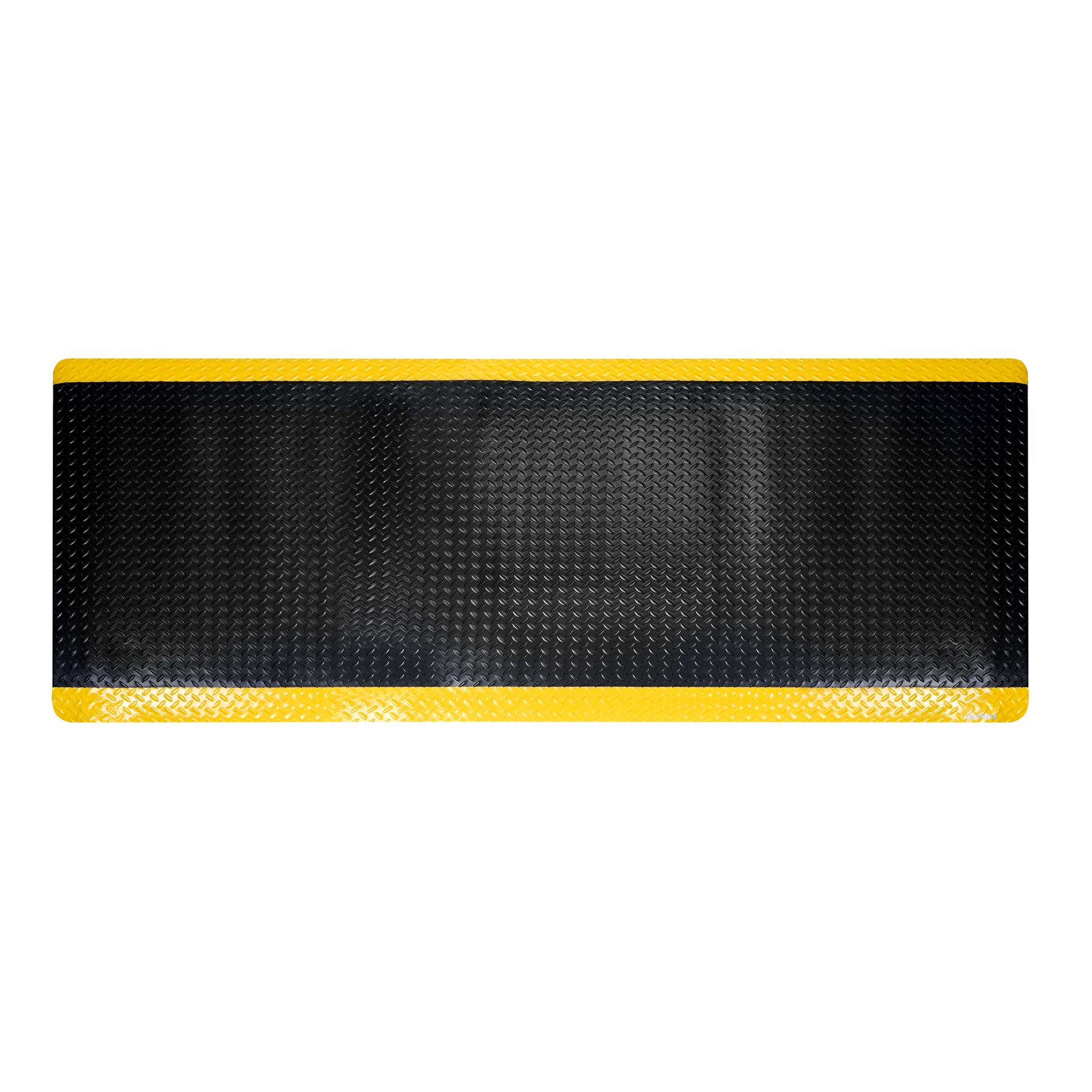 Diamond Plate Anti-Fatigue Mat, 12 x 3 ft, 15/16" Thick, Safety Border