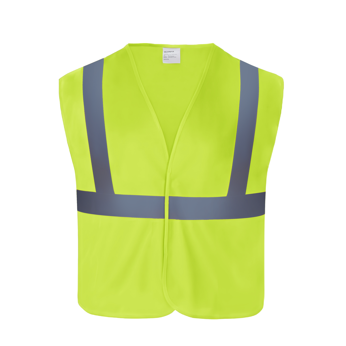 High-Visibility Vest, ANSI Class 2, Lime, XL, Hook-and-Loop, Bag of 10