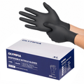 Disposable Nitrile Gloves, 6 mil, XL/10, Grain, Black, Box of 100