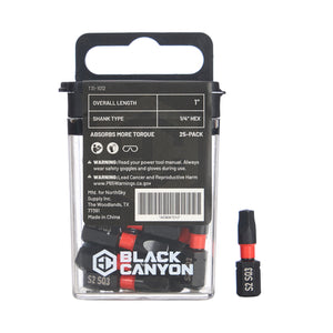 Impact Screwdriver Bits, Square SQ3, 25-pack