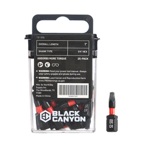 Impact Screwdriver Bits, Square SQ1, 25-pack