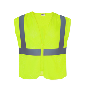 Hi-Vis Vest, ANSI Class 2, Mesh, Zipper, Lime, 2XL, 10-pack