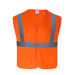 Hi-Vis Vest, ANSI Class 2, Solid, Hook-and-Loop, Orange, XL, 10-pack