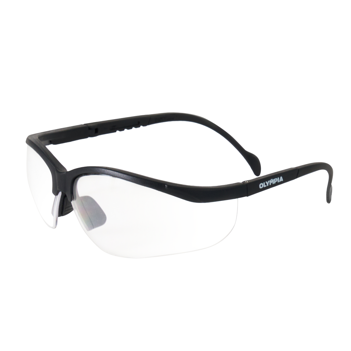 Half-Frame Safety Glasses, Anti-Scratch, Anti-Fog, Black, 1 pair