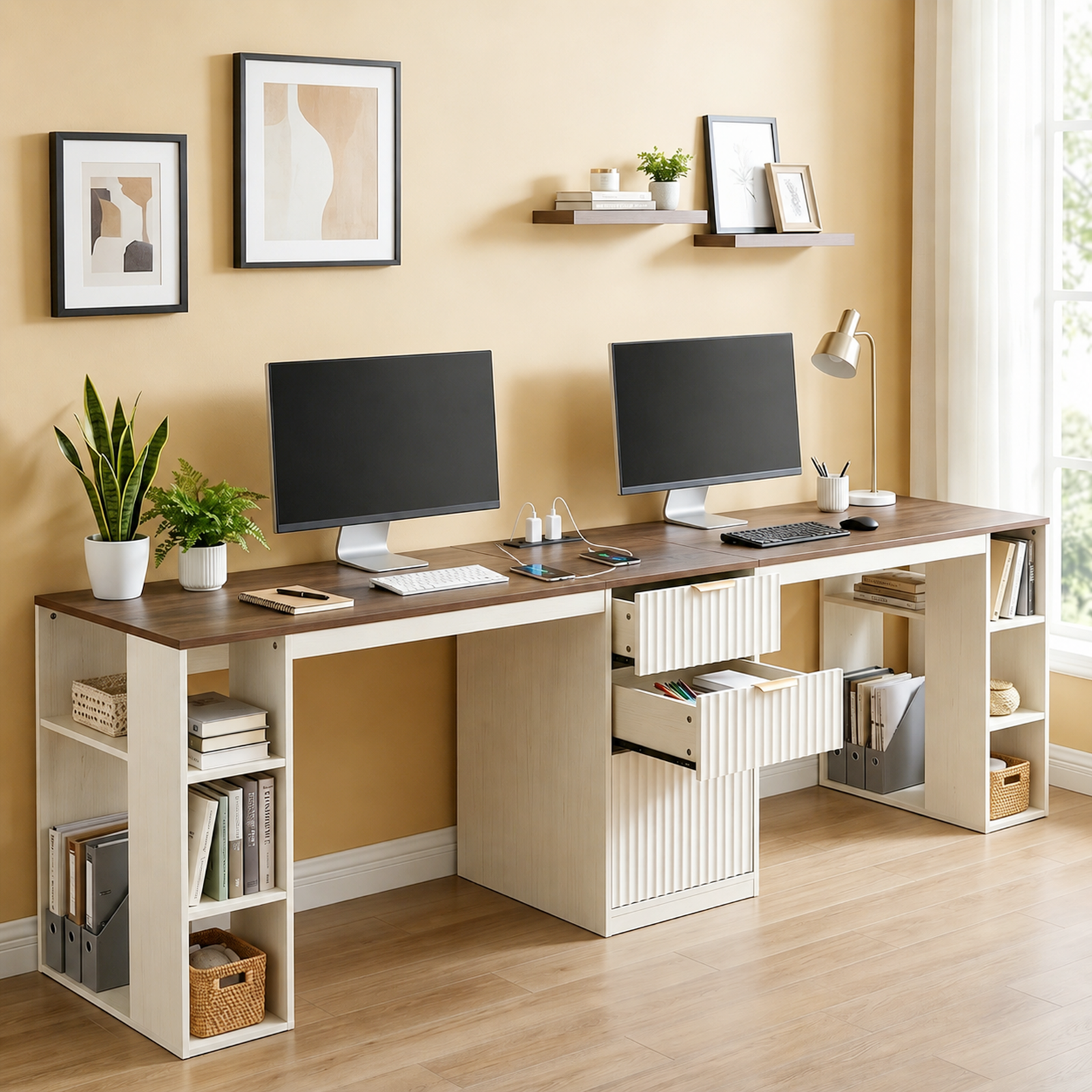 Double Workstation, White