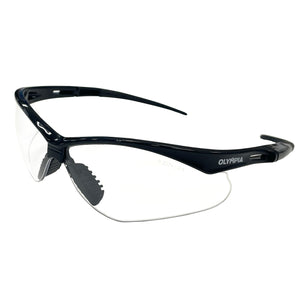 Safety Glasses, Half-Frame, Clear, Anti-Scratch/Anti-Fog, Black
