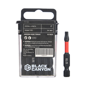 Impact Screwdriver Bits, Torx T25, 15-pack