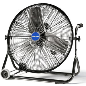 24 in Workstation Floor Fan, 4,950 CFM, 3 Speeds, 1/4 HP
