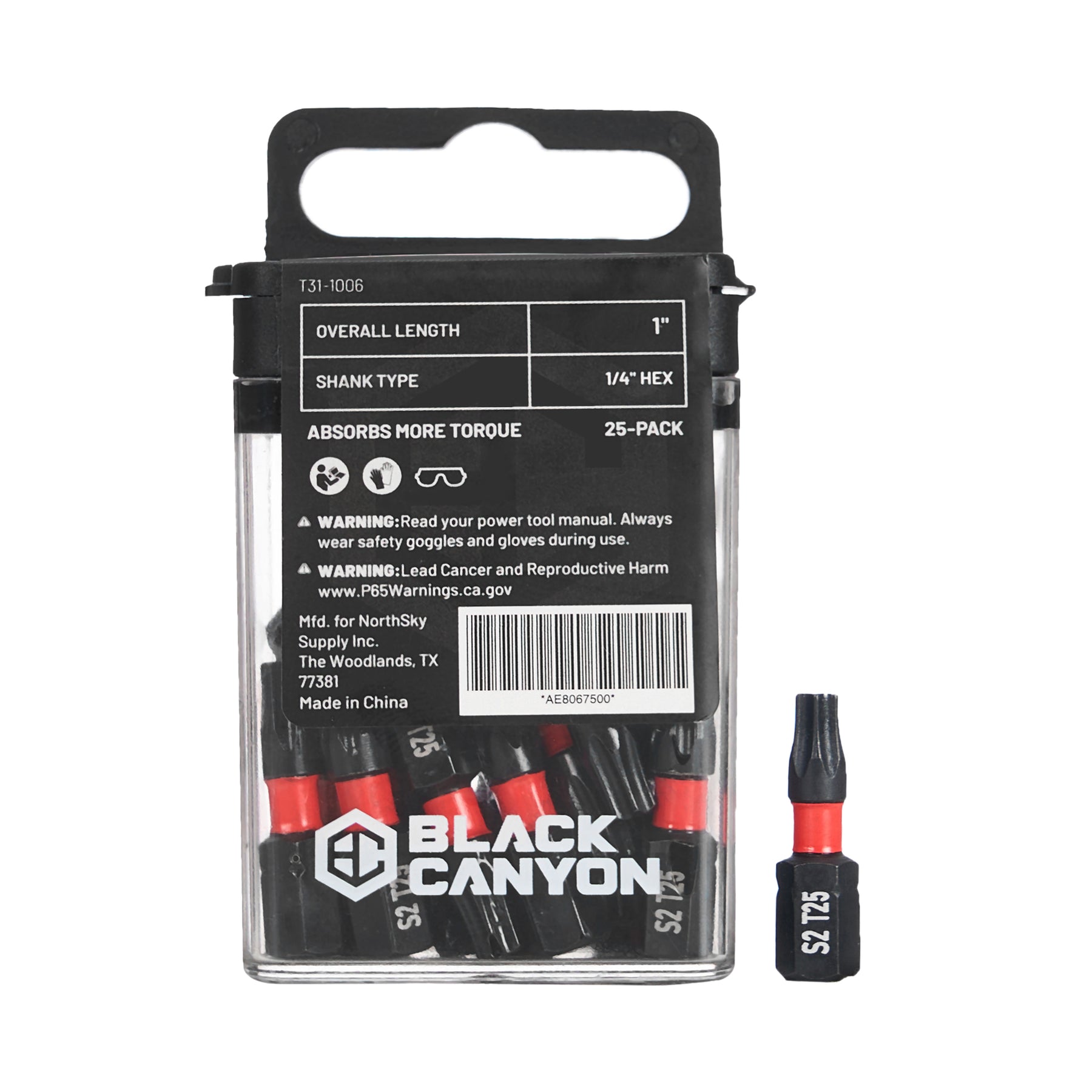 Impact Screwdriver Bits, Torx T25, 25-pack