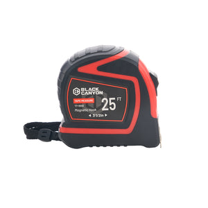 25 ft Tape Measure w/ Rubber Case, Magnetic Hook