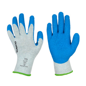 Latex Coated Knit Gloves, 10ga, S/7, Blue/Gray, 12 pairs