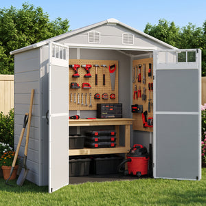NORTHSKY Outdoor Storage Shed, 6 x 4.5 FT Plastic Storage Shed with Floor
