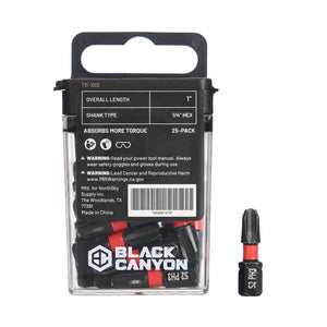 Impact Screwdriver Bits, Phillips PH3, 25-pack