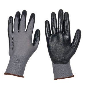 Nitrile Dipped Knit Gloves, 13ga, M/8, Gray/Black, 12 pairs