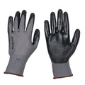 Nitrile Dipped Knit Gloves, 13ga, M/8, Gray/Black, 12 pairs