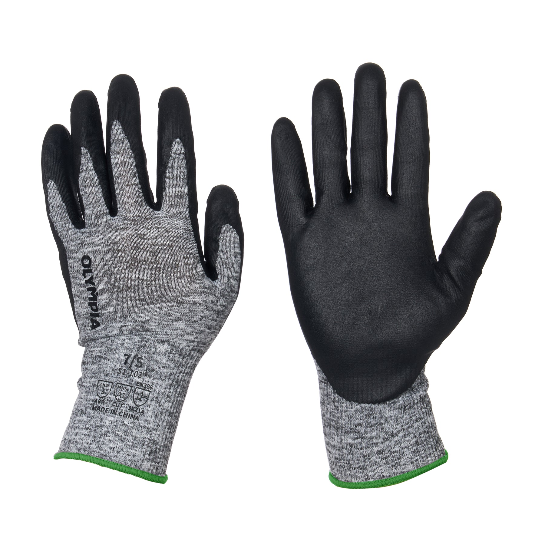 Nitrile Dipped Knit Gloves, S/7, Foam, Gray/Black, 12 Pairs