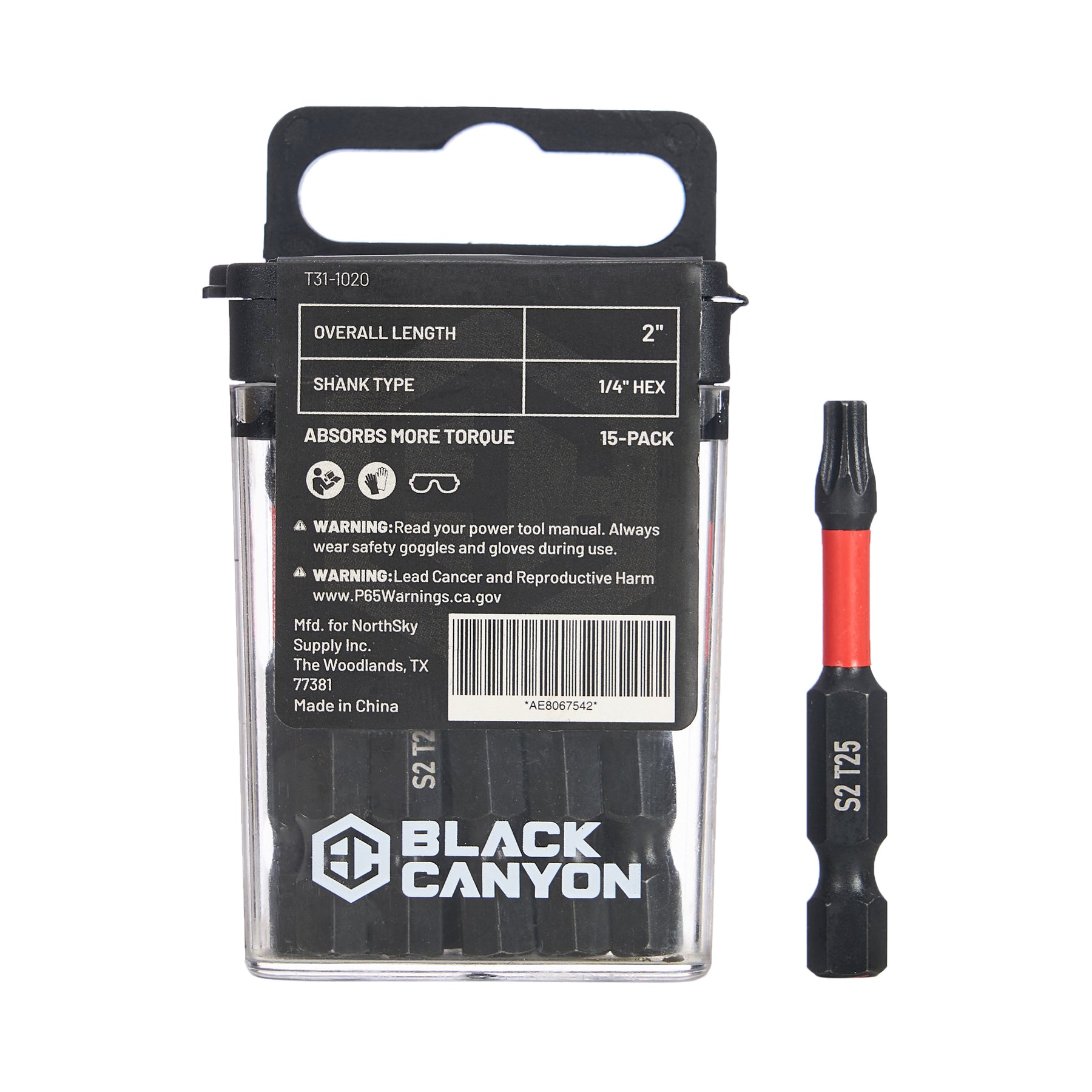 Impact Screwdriver Bits, Torx T25, 15-pack