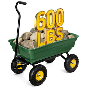 Utility Trailer Dump Cart, 600lbs Load Capacity, Green