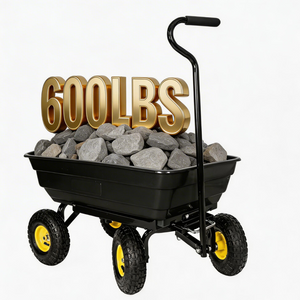 Utility Trailer Dump Cart, 600lbs Load Capacity, Black