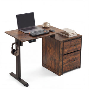 Compact Height-Adjustable Desk, Brown