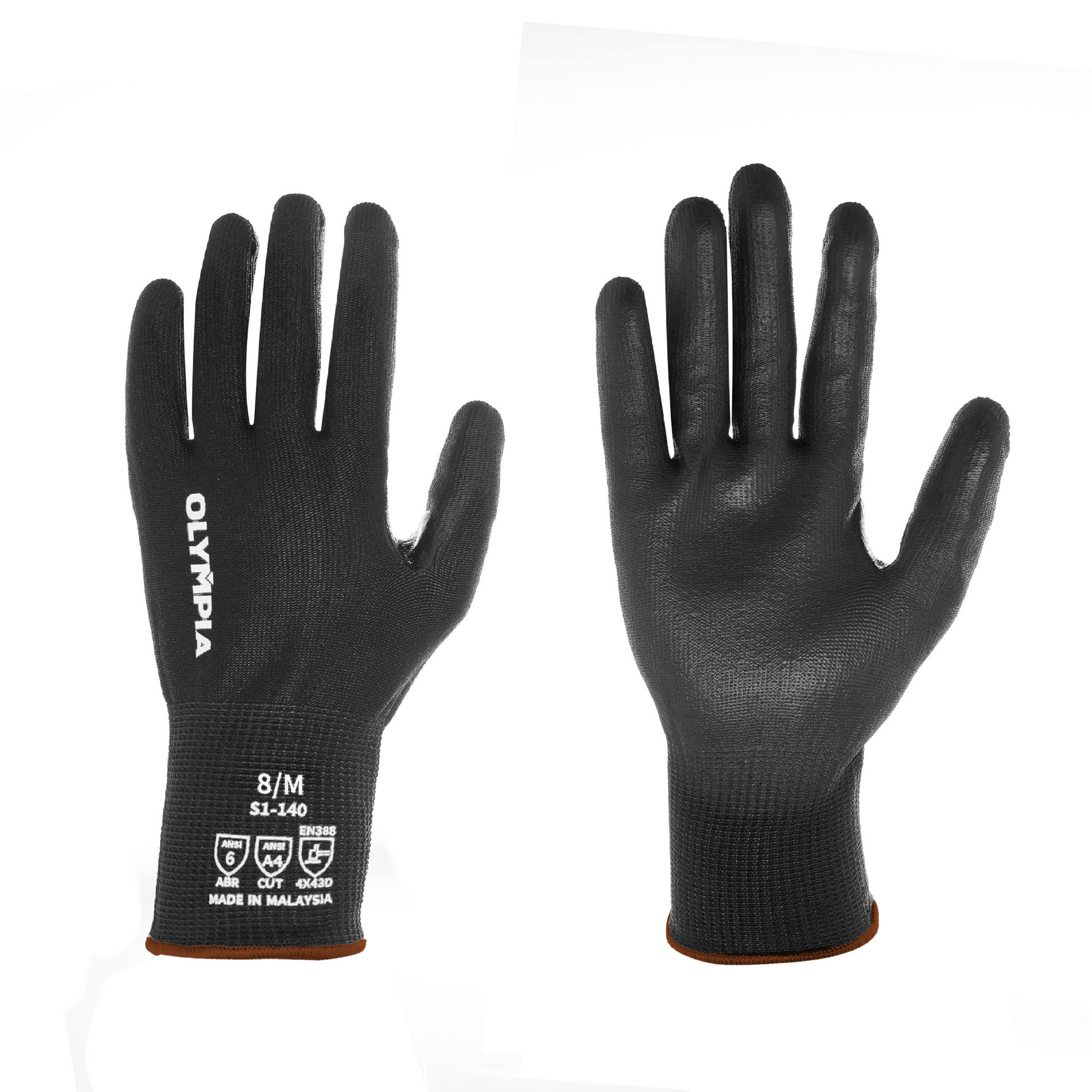 Cut-Resistant Gloves, M/8, Smooth, Black, Cut Level A4, 12 Pairs