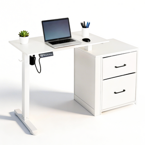 Compact Height-Adjustable Desk, White