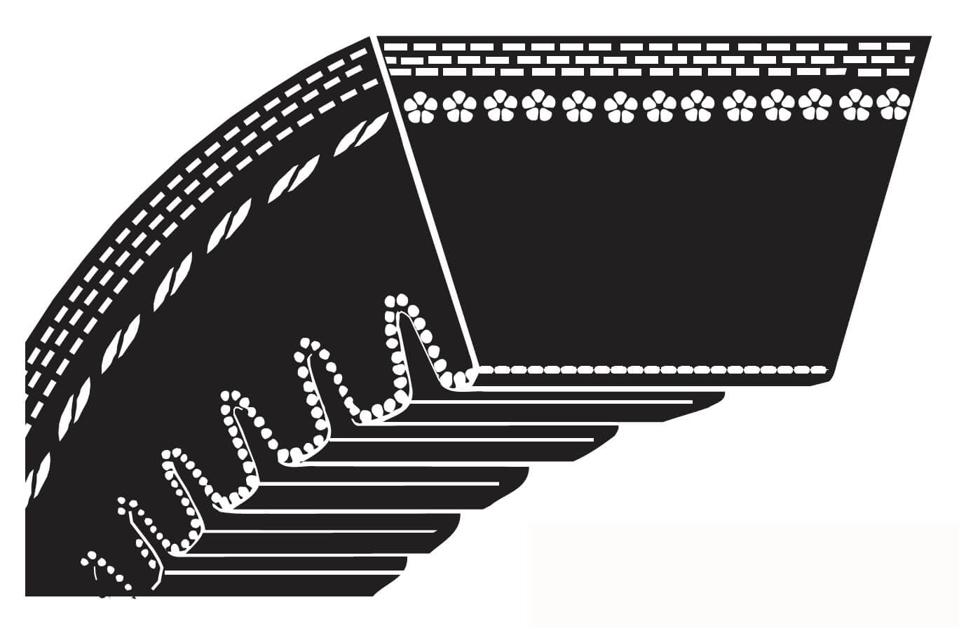 AX52 Cogged Classical V-Belt, 54" Outside Length, 1/2" Top Width, 5/16" Thickness, 1 Ribs, 1-Each