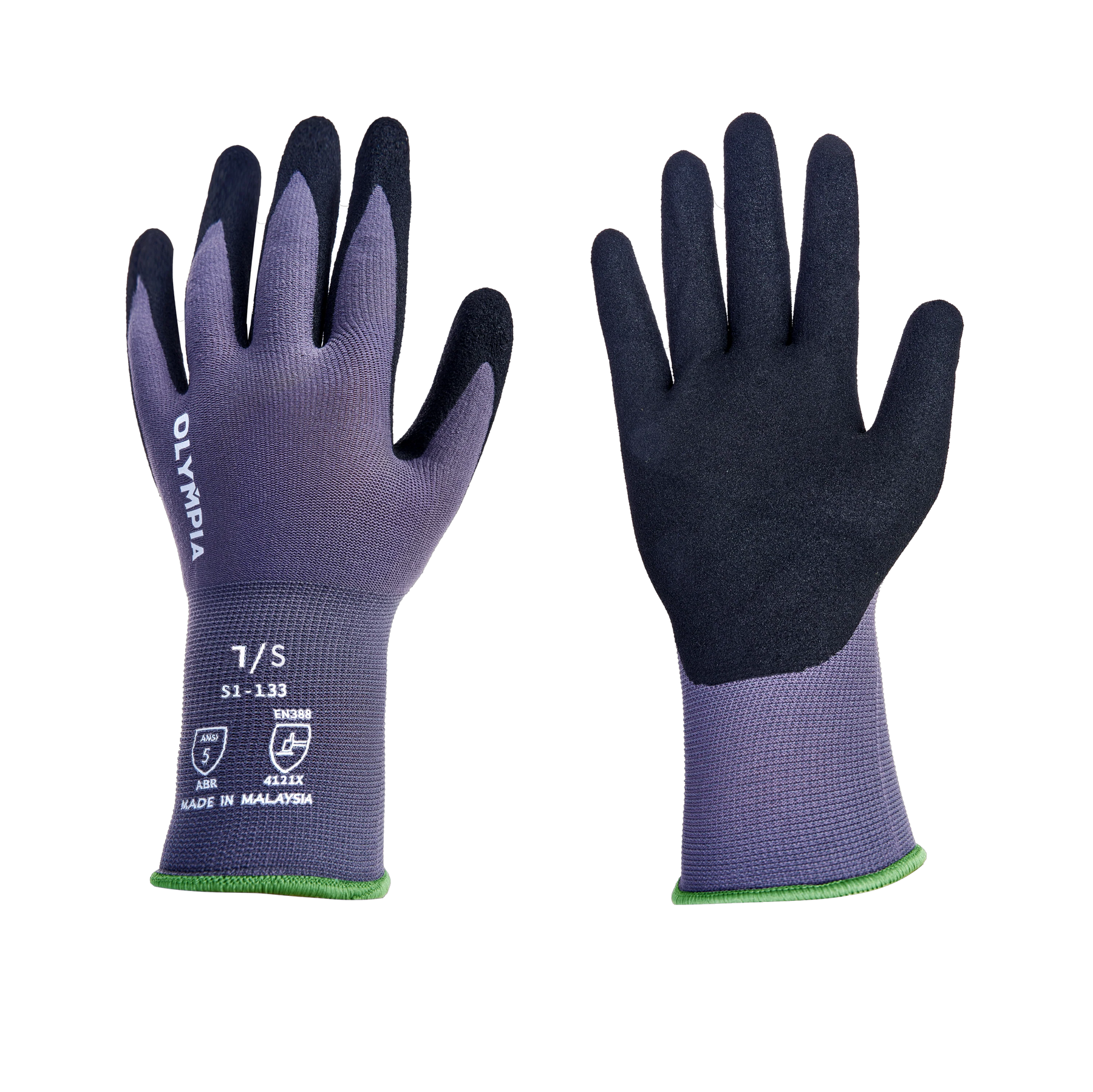 Sandy Nitrile Dipped Knit Gloves, S/7, Gray / Black, 12 Pairs