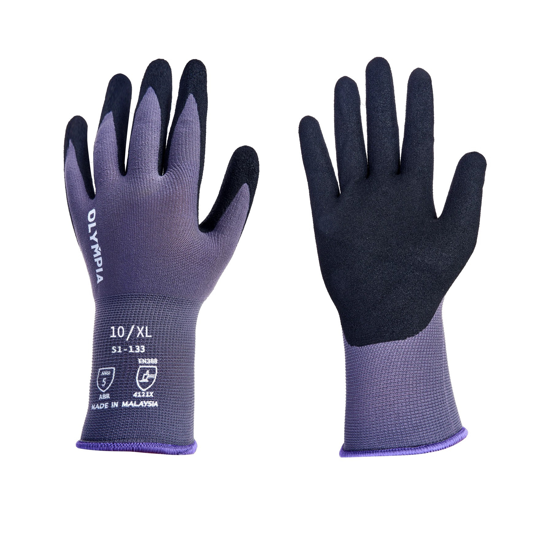 Sandy Nitrile Dipped Knit Gloves, XL/10, Gray / Black, 12 Pairs