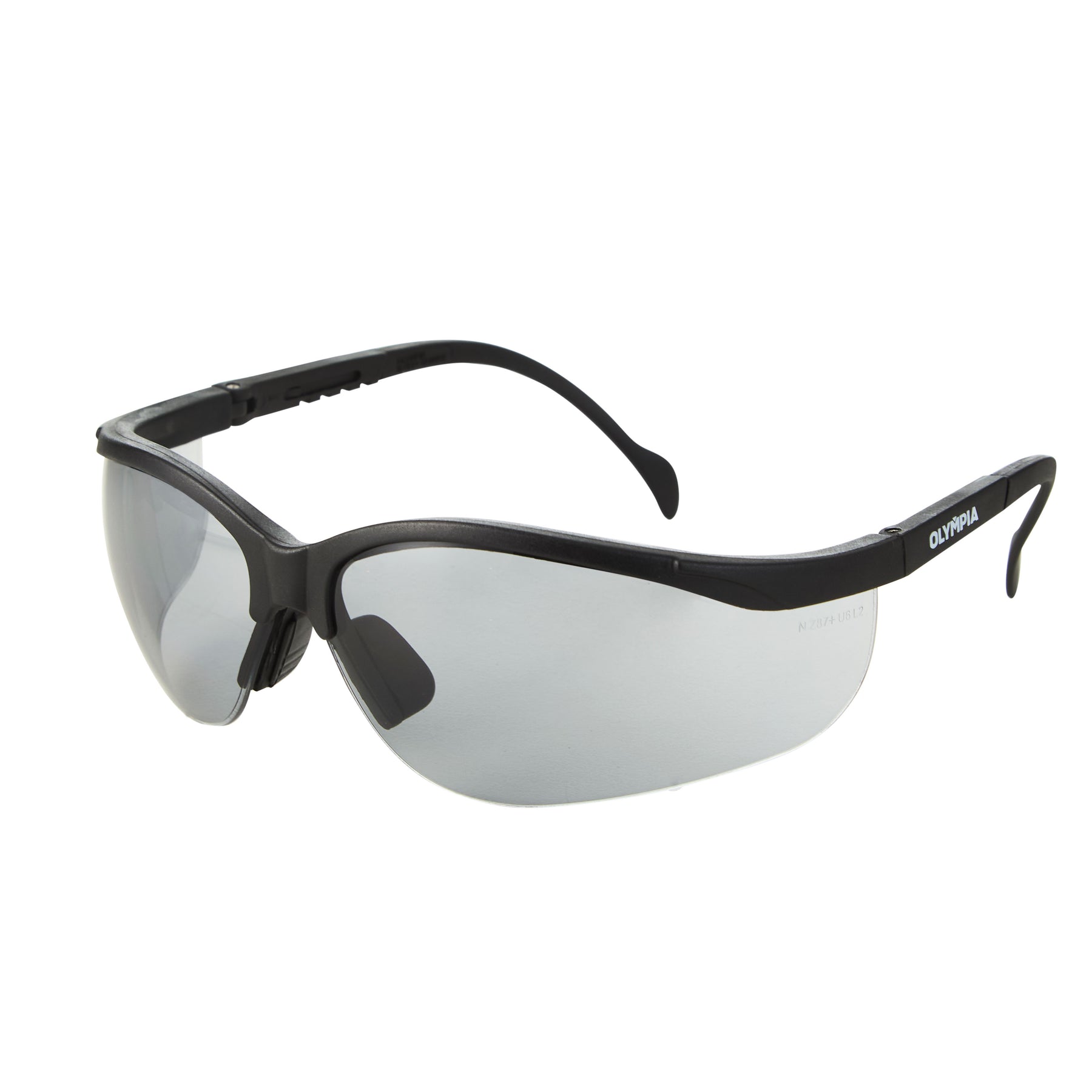 Half-Frame Safety Glasses, I/O Light Smoke, Anti-Scratch, Anti-Fog, Adjustable Arms, Black