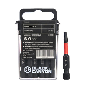 Impact Screwdriver Bits, Torx T15, 15-pack