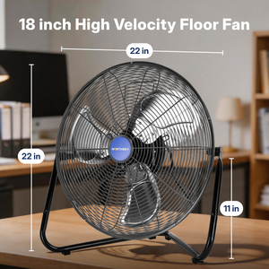18 in Workstation Floor Fan, 3,200 CFM, 3 Speeds, 1/8 HP